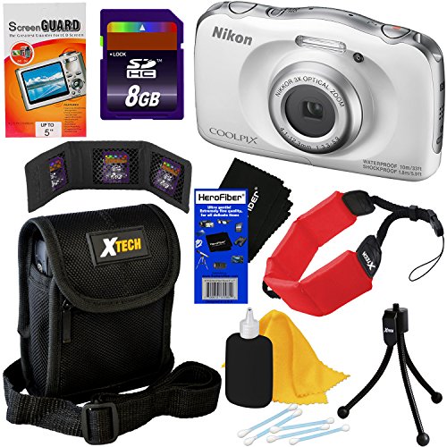Nikon-COOLPIX-W100-132MP-Waterproof-Shockproof-Digital-Camera-with-built-in-Wi-Fi-Full-HD-1080p-Video-White-International-Version-8pc-8GB-Accessory-Kit-w-HeroFiber-Cleaning-Cloth