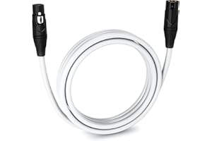 LyxPro 10 Feet XLR Microphone Cable Balanced Male to Female 3 Pin Mic Cord for Powered Speakers Audio Interface Professional Pro Audio Performance and Recording Devices - White