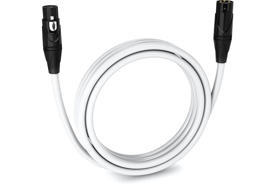 LyxPro 10 Feet XLR Microphone Cable Balanced Male to Female 3 Pin Mic Cord for Powered Speakers Audio Interface Professional Pro Audio Performance and Recording Devices - White