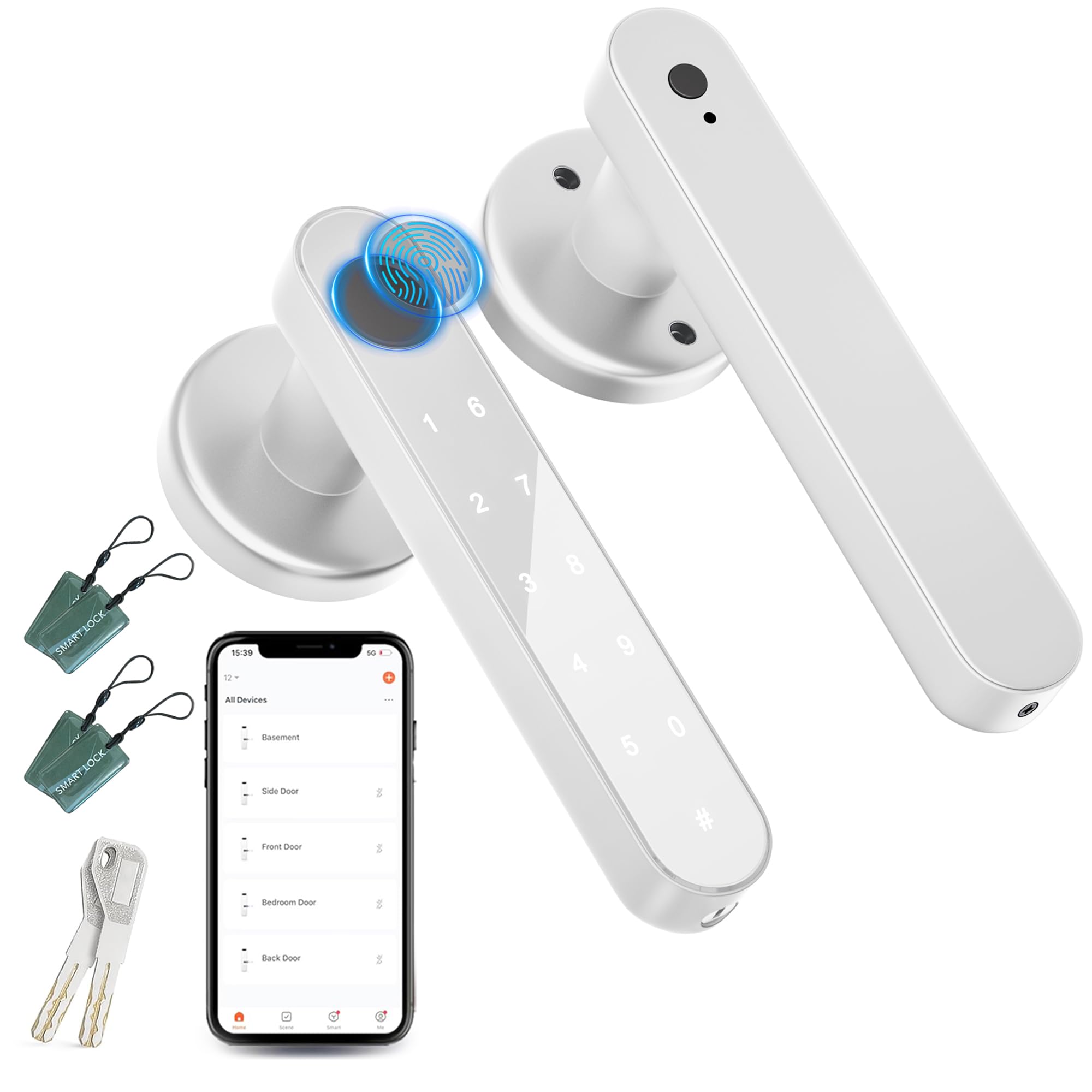 Photo 1 of IKOED Fingerprint Door Lock,Smart Door Knob,Biometric Door Knob with Smart APP Keyless Entry Door Lock with Tuya for Home/Bedroom/Office/Apartment/Airbnb Siver