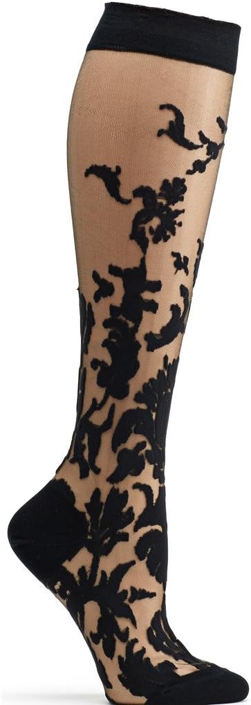 Ozone Women's Japanese Floral Damask Sheer Knee High Sock