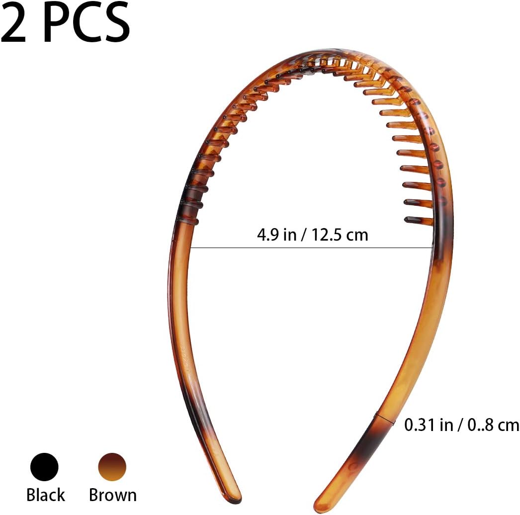 Lurrose Makeup Headbands 2pcs Unisex Headbands Toothed Hairbands Plastic Hair Anti-slip Daily Headdress Hair Accessory for Women Men Makeup Headband - Image 4
