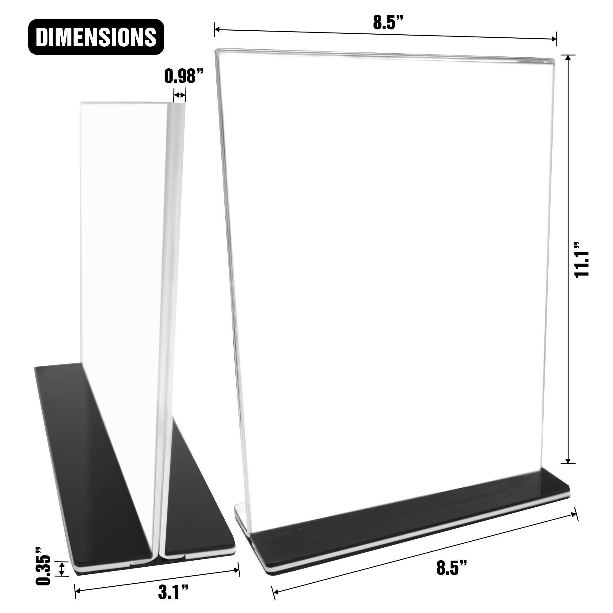 Goodyz-N-Goodz LLC Acrylic Sign Holder with Stand - Self-Standing Double-Sided T-Shape Display - Crystal Clear, Easy to Use - Great for Photos, Menus, Posters, Advertising - 8.5x11-Inch Stand - 6-Pack