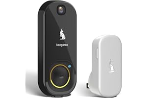 Kangaroo Wireless Doorbell+Chime,HD Camera,Easy Setup,Battery Power,Motion Detection,2.4G WiFi,Real-time Alerts to Phone,Secu