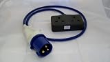 PRO ELEC 16A to 13A Twin Socket Generator Converter Lead Blue Arctic Cable 1m view 1
