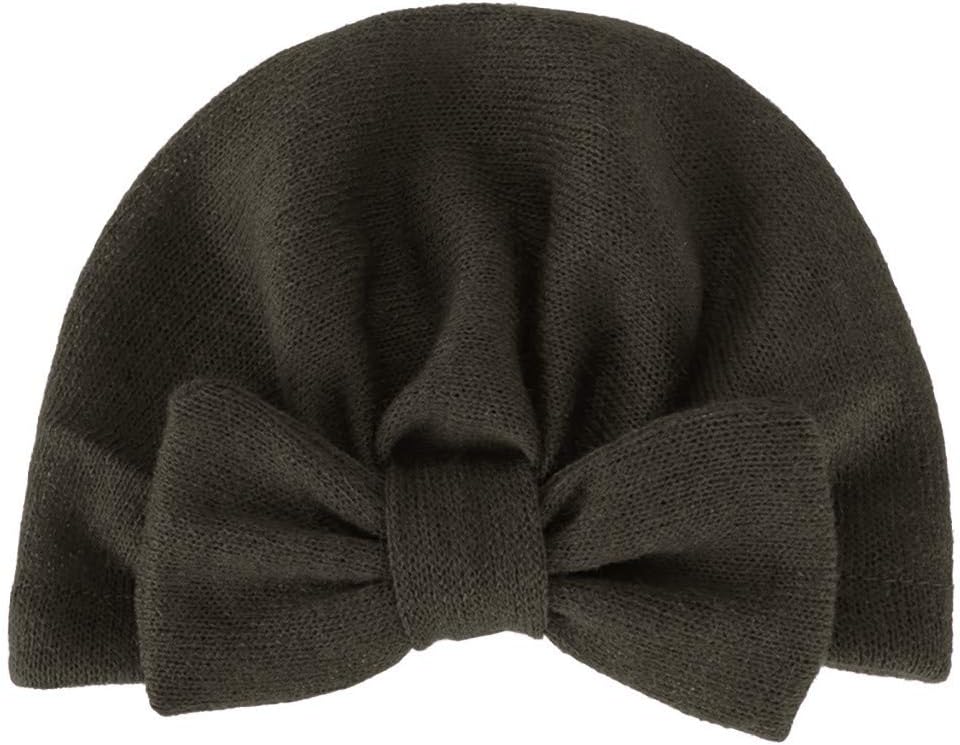 Rosatro Baby Turban Cap Unisex Newborn Baby Girls Boys Bow Knot Solid Headband Hemming Beanie Hats
