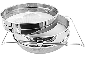 BEEKNOWS Stainless Steel Honey Strainer, Double Sieve Honey Filter, Honey Extractor Equipment for 5 Gallon Bucket Honey,Beekeeping Equipment Tools