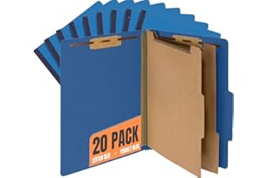 1InTheOffice Pressboard Classification Folders, Letter, 6 Section, Cobalt Blue, 10/Box, 2 Pack