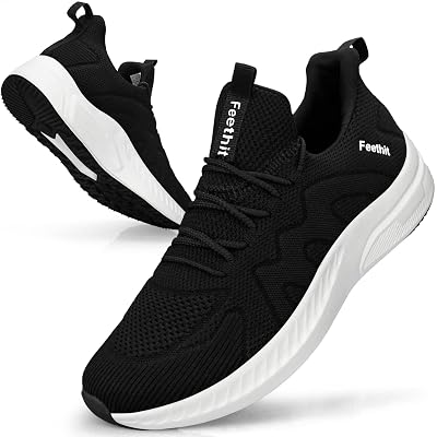 Feethit Men Running Shoes Breathable Lightweight Trainers Black UK 10