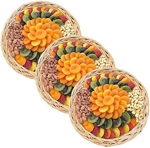 Crafted Kosher Dried Fruit &amp; Nut Premium Gift Tray Large Certified Kosher 48 oz 3 Pack