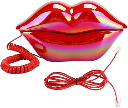 Amazon Yius ホームオフィス向けの魅力的な赤い唇の固定電話のデスクトップ電話 Yius 電話機本体