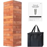 Nattork Giant Tumbling Tower (Stack from 1.77Ft to 4+ Ft), Wood Stacking Giant Blocks Game| Made from Premium Pine Wood| Ideal for Family, 54PCS, Brown