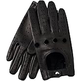 Hanotolo Men's Touchscreen Leather Gloves - Unlined Lambskin Leather Driving Gloves