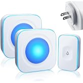 Wireless Doorbell 1200 feet Waterproof Door Bell with Flash LED Light 36 Melodies 4 Volume Levels (2 Receivers&amp; 1 Touch Button, White JSIEEM)