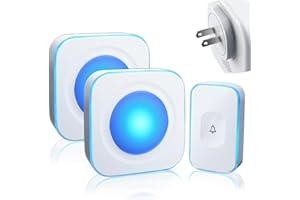 Wireless Doorbell 1200 feet Waterproof Door Bell with Flash LED Light 36 Melodies 4 Volume Levels (2 Receivers& 1 Touch Button, White JSIEEM)