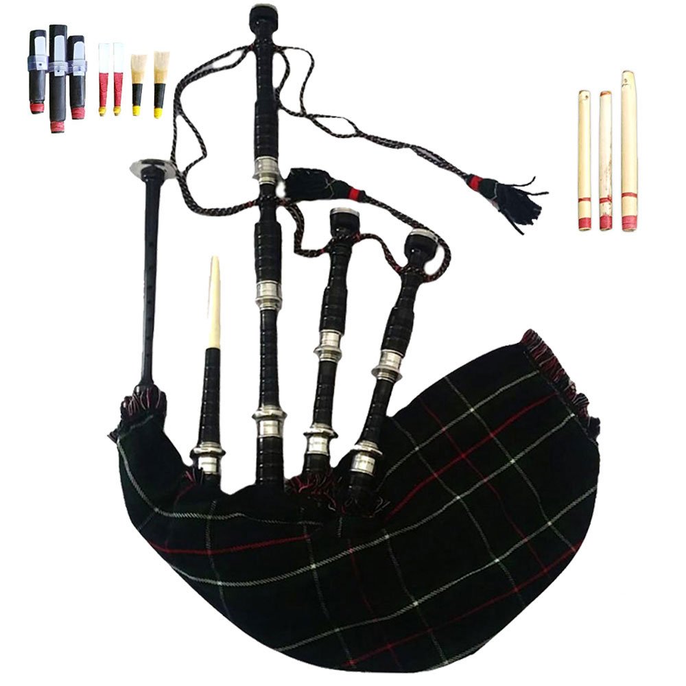 Scottish Great Highland Bagpipes Natural Rosewood/Shesham wood with Silver Plain Amounts/Dudelsack/Gaita