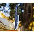 QUIKLLY Custom Handmade Hunting Knife Hand Forged Predator Hunter Raven Head Hilt, Fixed Blade Full Tang Hunting Tracker Knives With Real Leather Sheath.