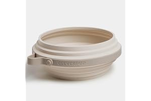 Cleverpup, Nomad Large Collapsible Dog Bowl - 4 Cup Food-Safe Silicone Travel Bowl for Dogs, Portable & Sturdy, Food/Water, Dishwasher Safe - Sand