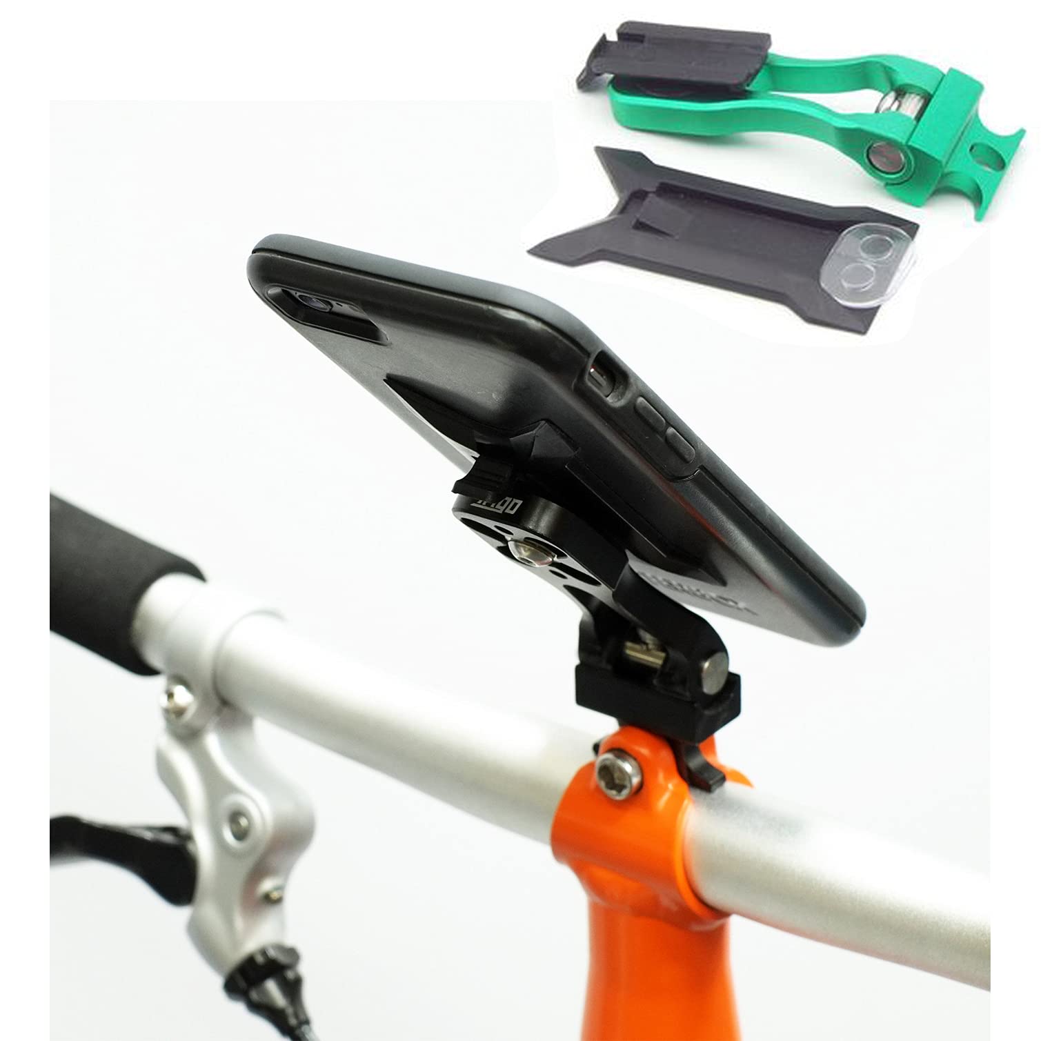 Phone Mount for BROMPTON folding bike Smartphone Holder Fits ANY PHONE in GREEN