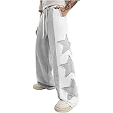 GORGLITTER Men's Y2k Baggy Sweatpants Star Print Hip Hop Pants Drawstring Wide Leg Track Pants
