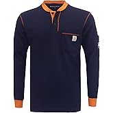 BOCOMAL FR Shirts Henley 7oz Midweight Fire Resistant Clothing NFPA2112 CAT2 Men's Flame Retardant Work Shirt
