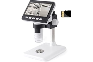 Koolertron 4.3 inch IPS Digital Microscope,1080P 50-1000X Magnification Handheld Digital Microscope with 32g TF Card,8 LED Light,Rechargeable Battery Microscope for Coins/Plant/Rock/PCB Soldering