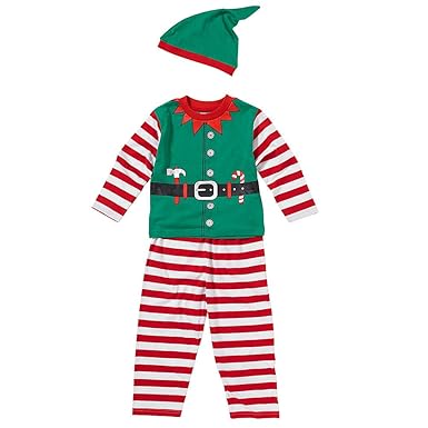 Ensemble Pyjama Et Bonnet Garcon Petit Lutin Du Pere Noel Vetements De Nuit Fantaisie Neonwave Es