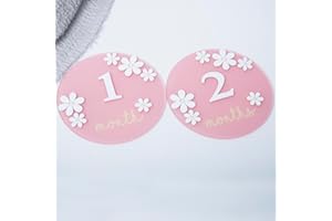 TROXUEO Acrylic Daisy Baby Milestone Cards, 3D Baby Milestone Signs, 1-12 Months Interchangeable Monthly Milestone Sign, Baby Announcement Sign, Baby Photo Prop