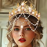 Kilshye Gold Leaf Crowns and Tiaras Crystal Wedding Headpiece Bridal Headband for Women