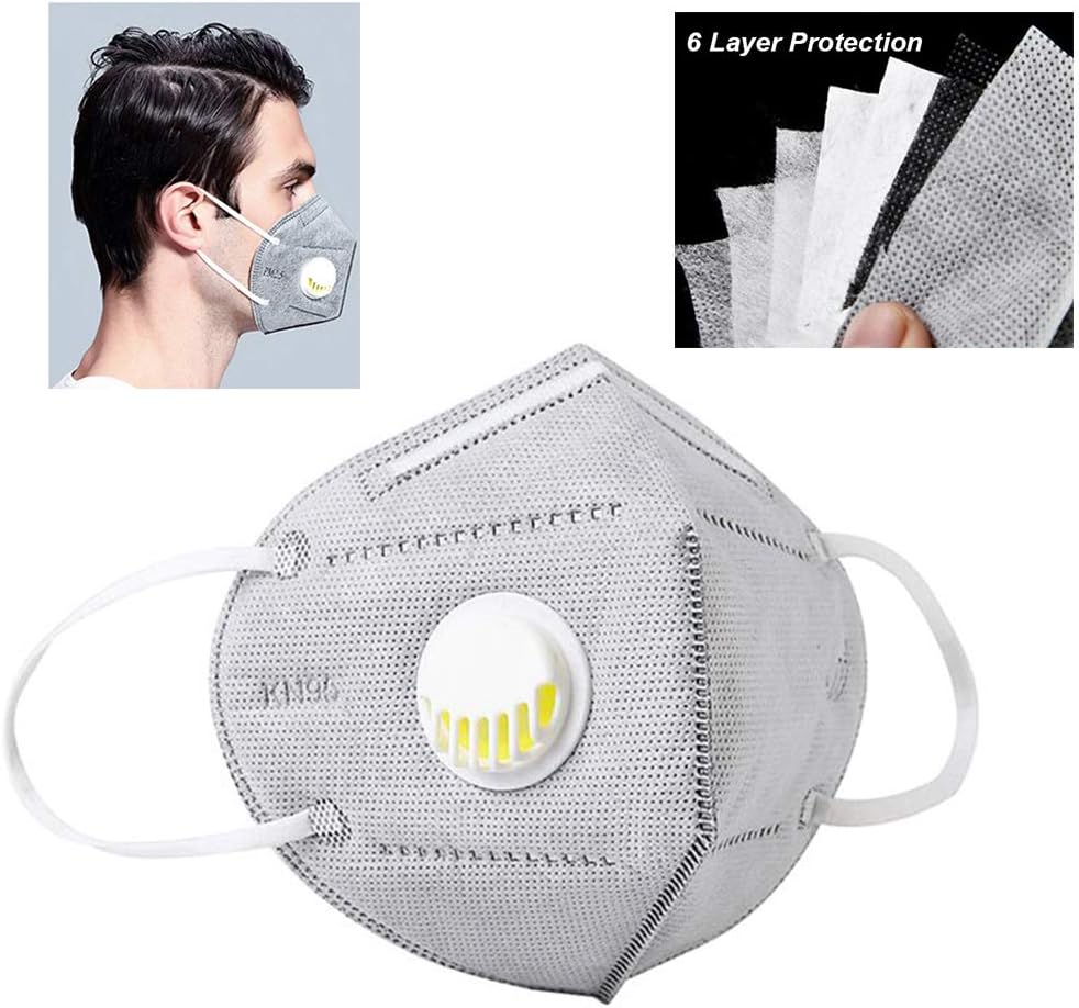100 PCS Face Anti-dust m.ä.s.k, 6 Layer Protection Filter, With Breathing Valve,Adaptable Nose Bar