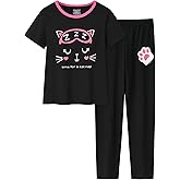 UNICABBIT21 Pajamas for Girls Cute Unicorn Pants and Short Sleeve Tee Big Kids Cotton Sleepwear Set Size 6-16