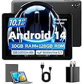 Rebecco Android 14 Tablet 10 Inch 10GB +128GB Octa Core,Gaming Tablet with OTG Transmission and Wi-Fi 6G 6000mAh, 8+5MP Dual 