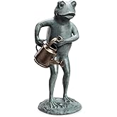 SPI Aluminum Frog with Watering Can Garden Sculpture
