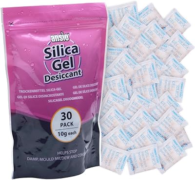 ANSIO 10 g Silica Gel Desiccant Sachets 30 Pack Moisture Absorbers