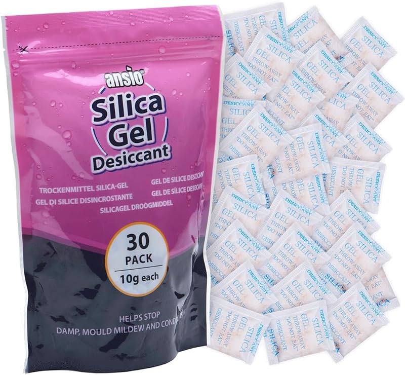 ANSIO 10 g Silica Gel Desiccant Sachets 30 Pack Moisture Absorbers