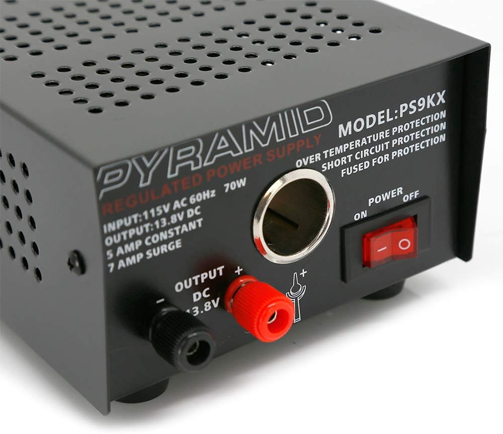 Pyramid PS9KX Universal Compact Bench Power Supply-5 Amp Linear Regulated Home Lab Benchtop Converter w/ 13.8 Volt DC 115V AC 70 Watt Input, Screw Type Terminal, 12V Car Cigarette Lighter: Car Electronics