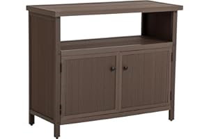 INTOBOO Outdoor Cabinet, PE Patio Cabinet with 2 Doors and Open Shelf, Weather Resistant Durable Storage Sideboard for Outdoor, Poolside, Patio, Garden, Backyard (Brown)