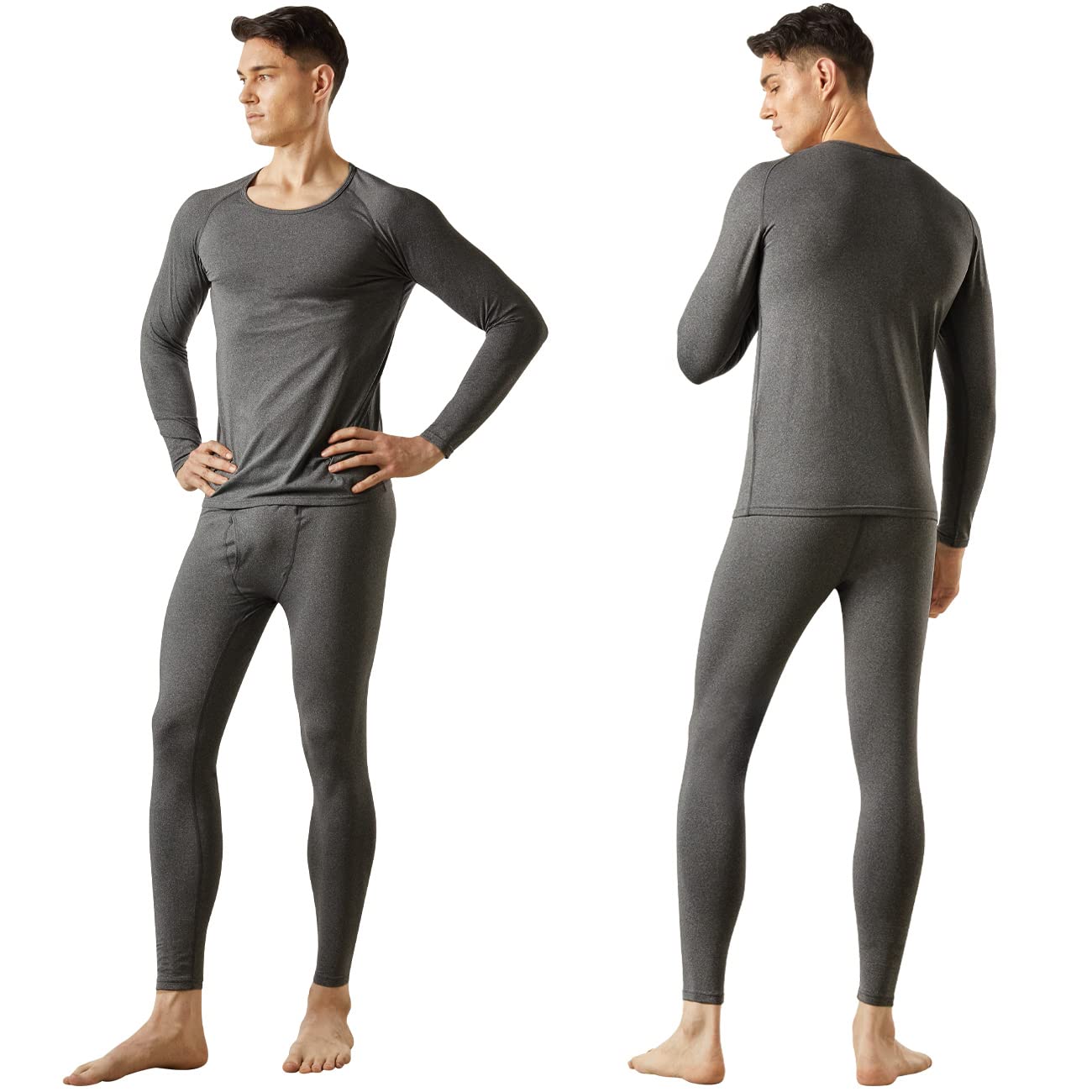 Photo 1 of FITEXTREME MAXHEAT Mens Thermal Underwear Long Johns Set with Fleece Lined Fly Dark Grey M
