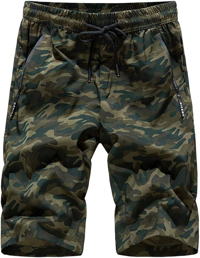 mens camo shorts elastic waist