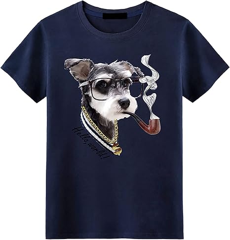 Männer T-Shirt, Königsblaue Männer Kurzarm, Hundeliebhaber, Hello World