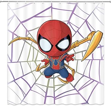 Cortina de ducha con diseño de Spiderman de dibujos animados de