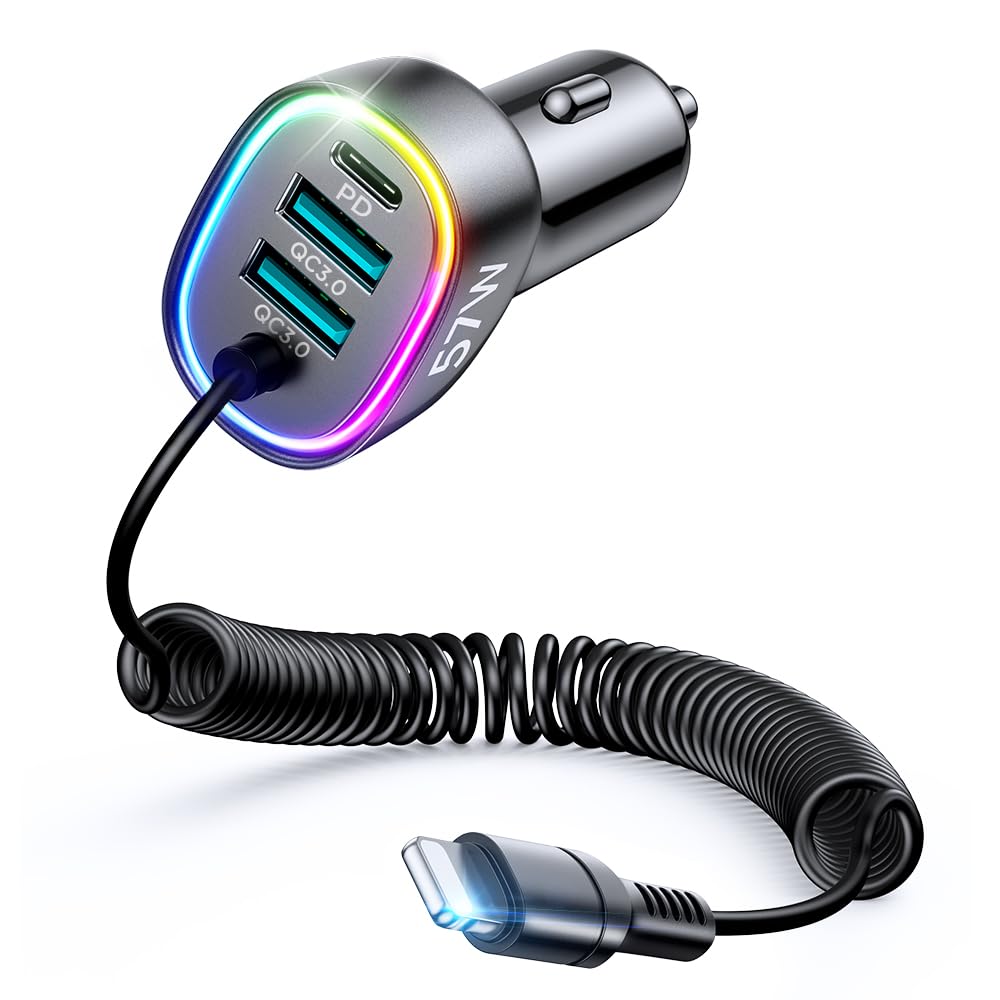 Car charger Joyroom JR-CL20, 2x USB + 2x Lightning, 57W + Lightning cable (black)