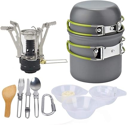 Amazon Co Jp Scillo キャンプ用品 調理器具 コッヘル キャンプ 14点セット 収納袋付き 2 3人に適応 登山 q クッカー クッカーセット キャンピング鍋 アウトドア鍋 登山用鍋 アウトド用品 旅行用品 グリーン1 スポーツ アウトドア