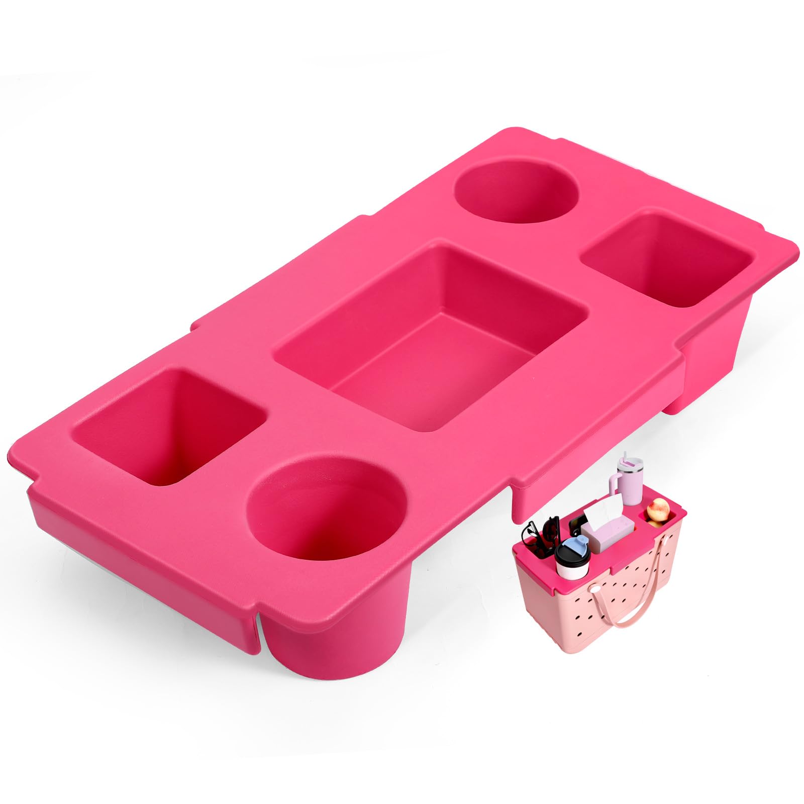 Photo 1 of LOLLIDO Top Cup Holder Tray Accessories for Bogg Bag X-Large, Waterproof EVA Drink & Phone Holder Fit for Stanley Cup - Organizer & Topper Tray for Bogg Bag (Pink)