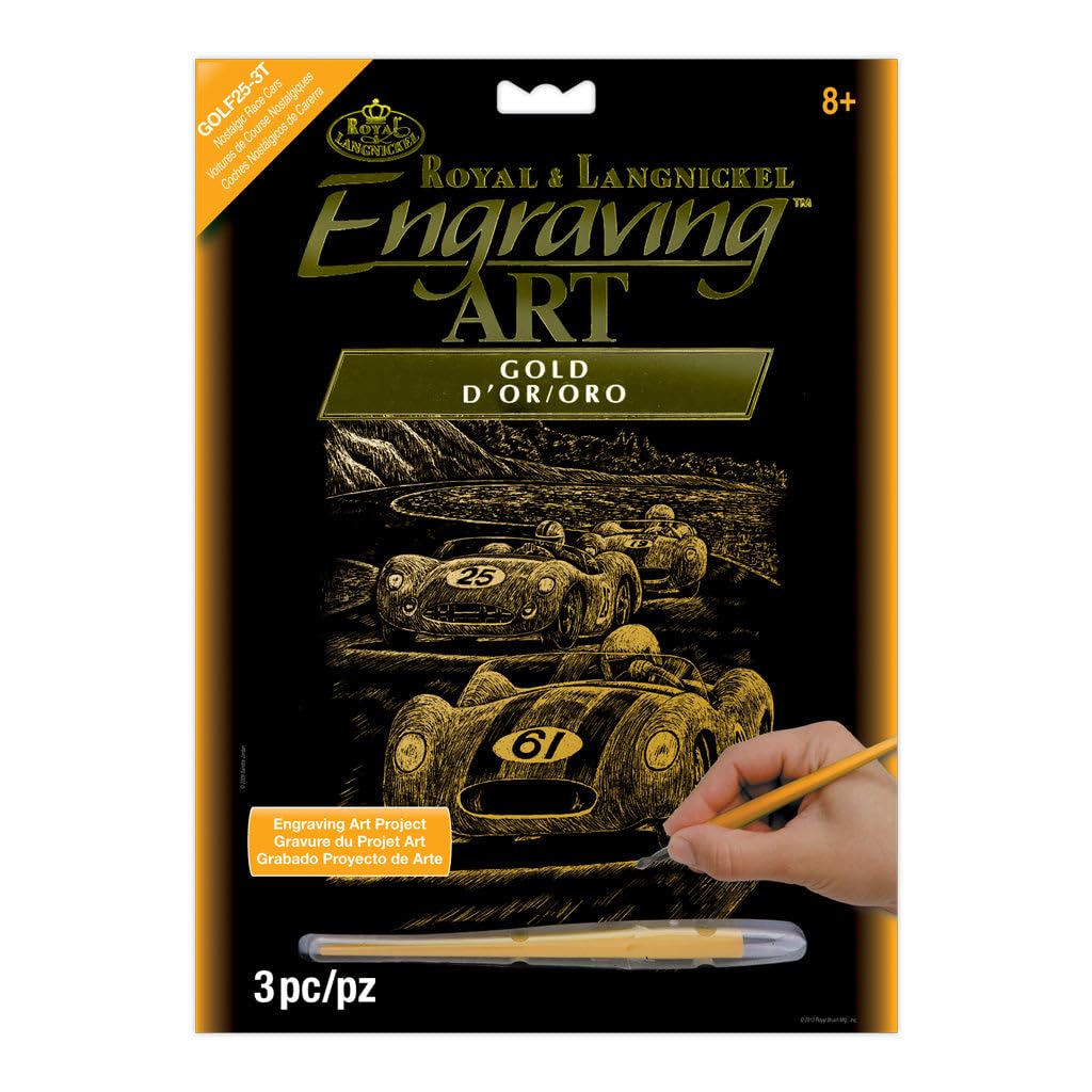 Royal & Langnickel Gold Engraving Art A4 Size Nostalgic Race Cars Designed Painting Set