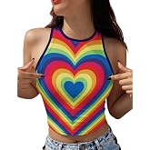 Flaminet American USA Flag Crop Tops for Women T Shirt Patriotic 4th of July Cami Independence Tops