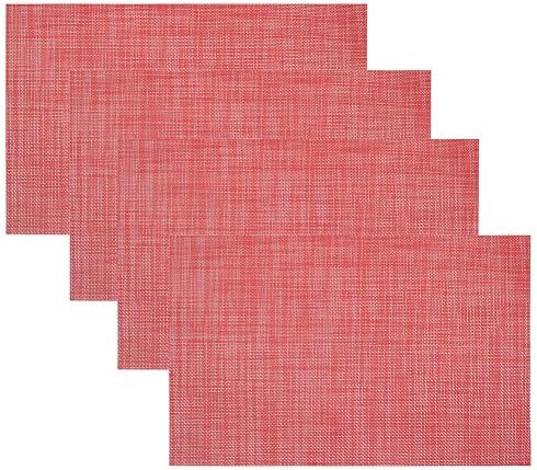 Kisstaker Kitchen Dining Table Placemats Heat Insulation Stain-resistant Table Mats Set of 4 Red