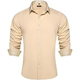 DiBanGu Men's Dress Shirt Long Sleeve Casual Button Down Shirts Regular Fit Inner Contrast Shirt for Business Party