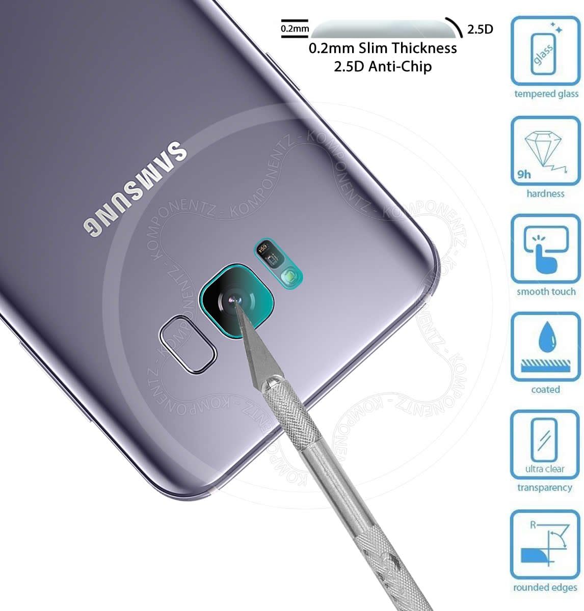 One Click Components 9H Tempered Glass Camera Lens & Flash Protector For Samsung Galaxy S8 + S8 Plus