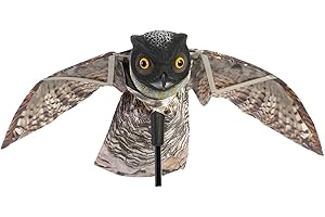 Lifelike Wind - Powered Owl Decoy with Moving Wings to Scare Birds Away, Accurate Plumage & Flight Pose, for Open Outdoor Are
